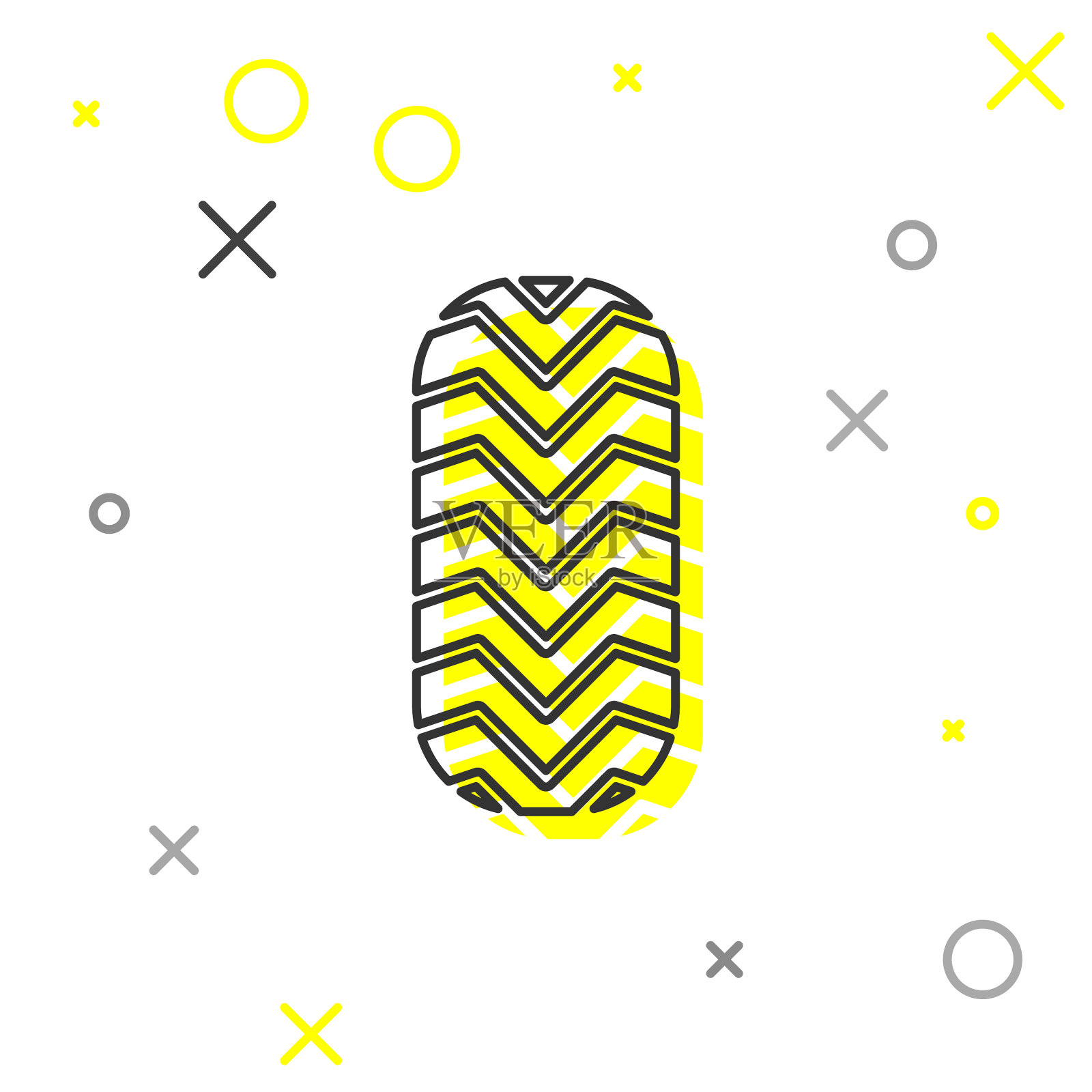 灰色线汽车轮胎图标孤立在白色插画图片素材