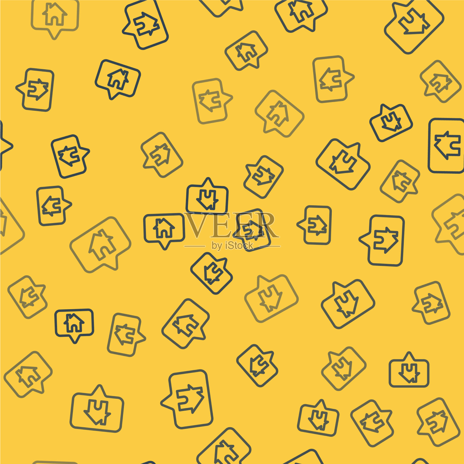 蓝线地图指针与房子图标隔离插画图片素材