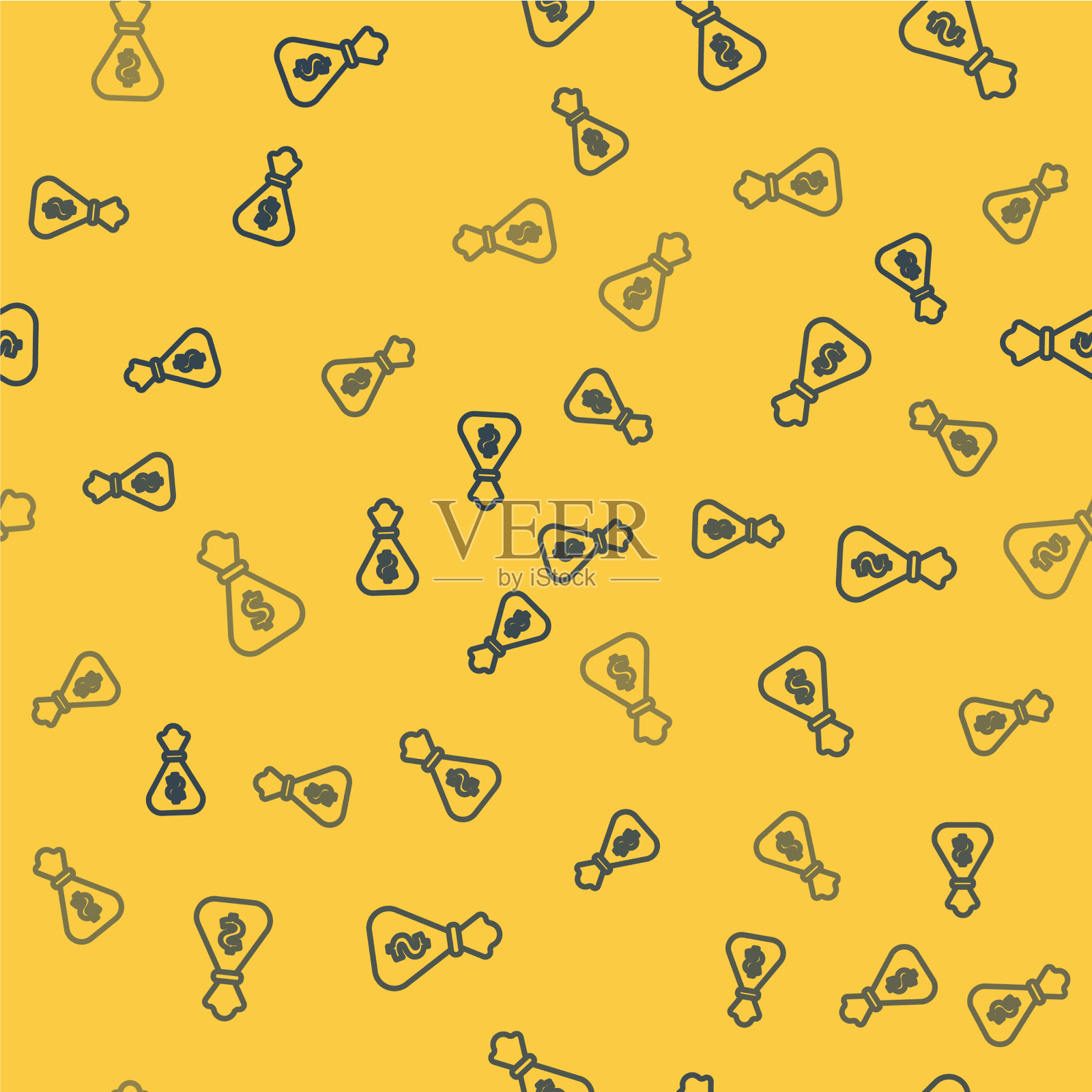 蓝线钱袋图标隔离无缝模式图标素材