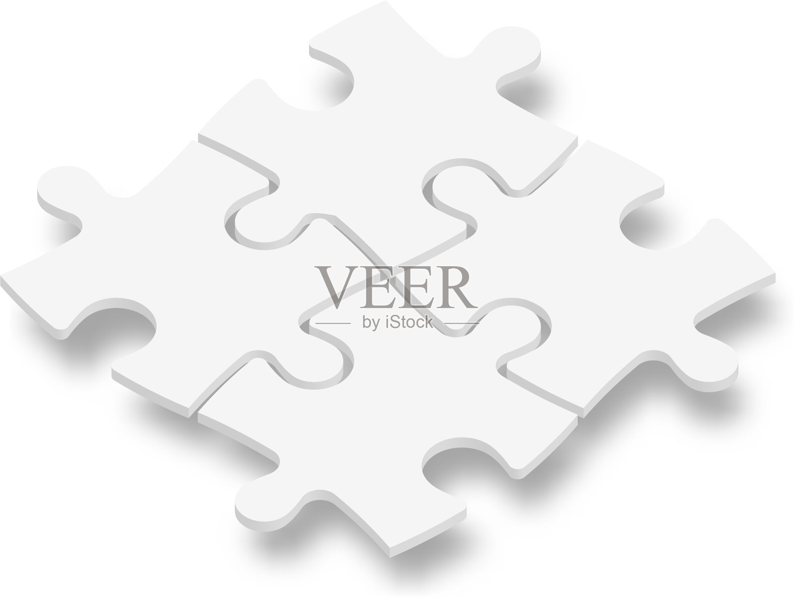 白色3d拼图团队合作插画图片素材