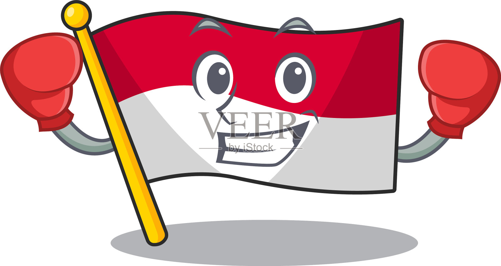 快乐拳击旗子摩纳哥卷轴吉祥物人物设计元素图片