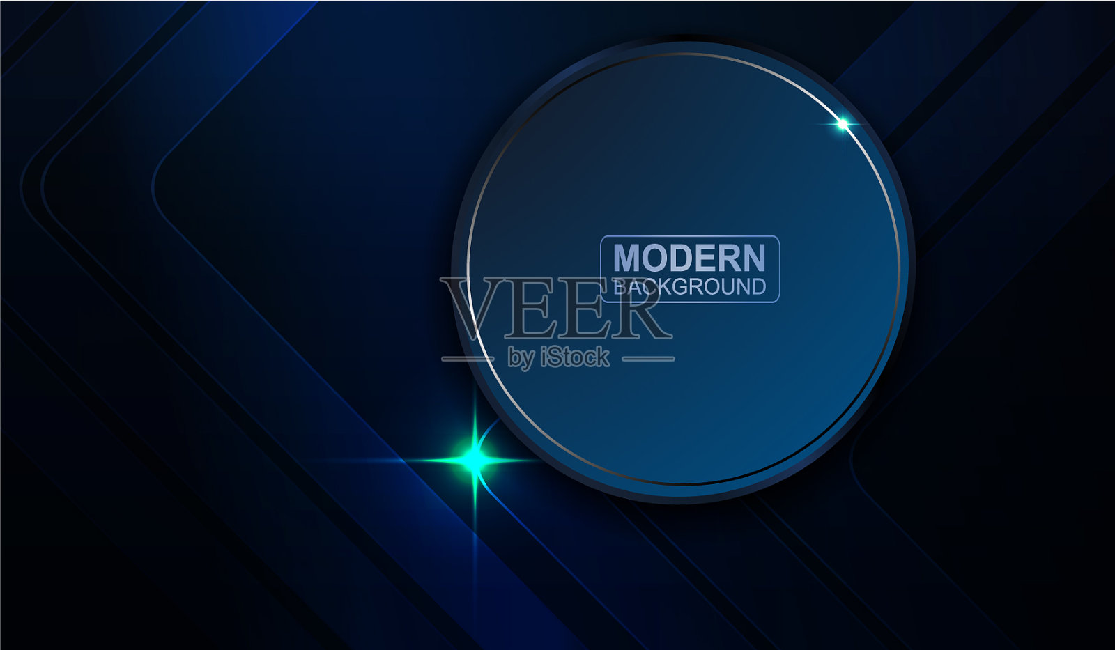 深蓝色的背景和一个圆形的框架插画图片素材