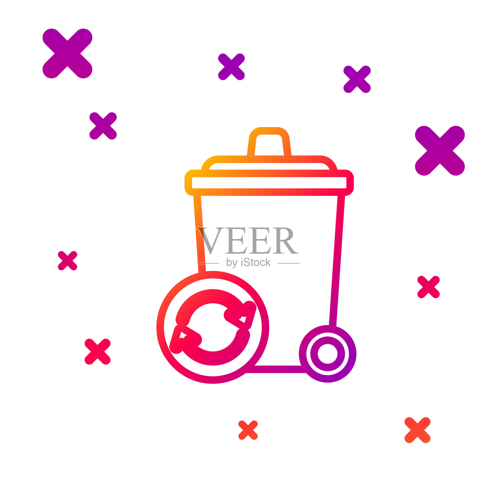 颜色线回收站与回收符号图标插画图片素材