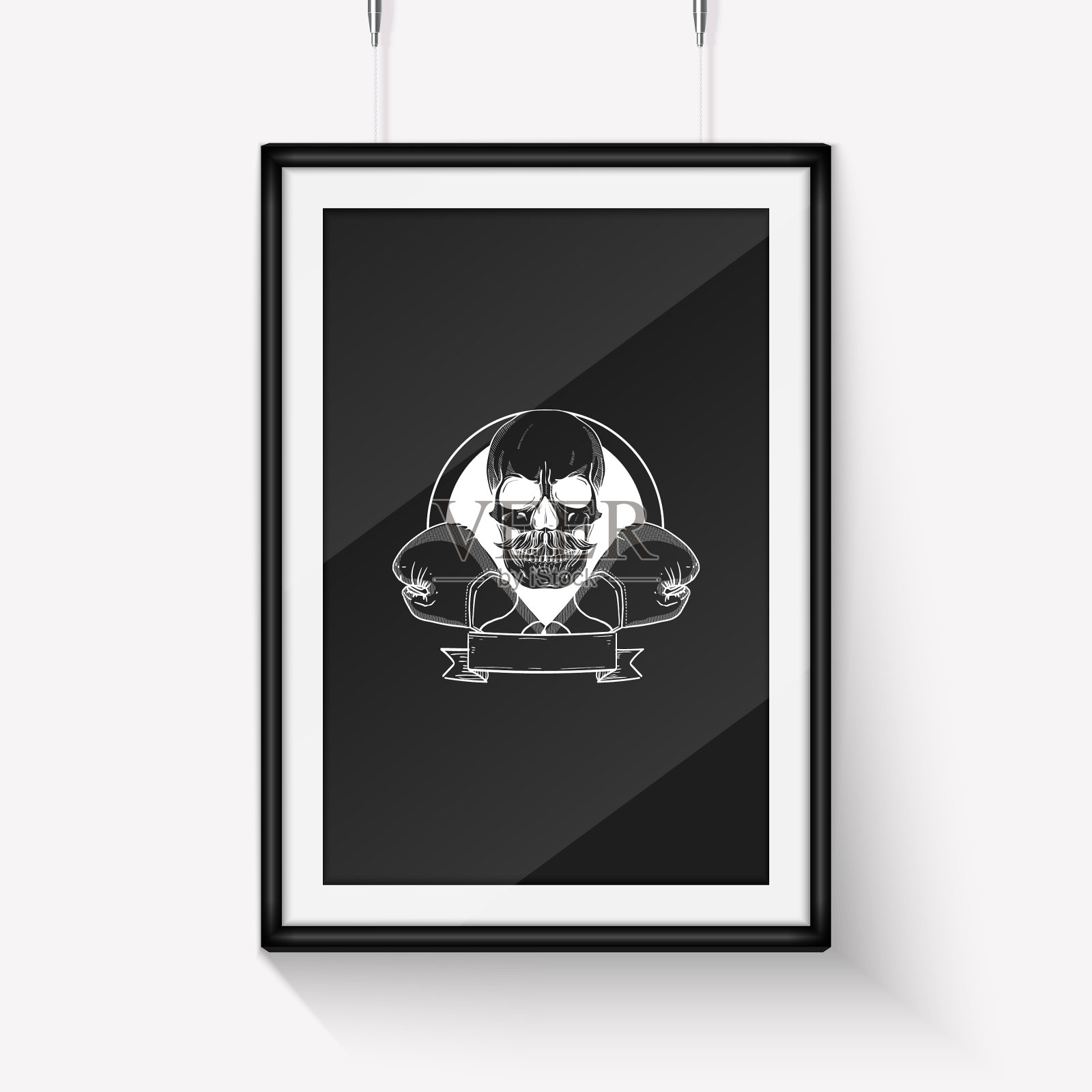 手画头骨与拳击手套插画图片素材