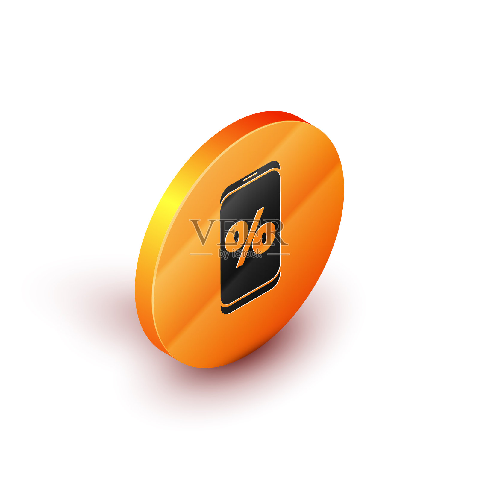 等距百分比符号折扣和移动电话插画图片素材