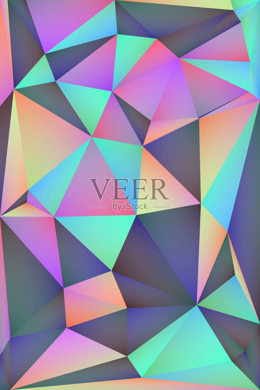 多色几何三角形低聚插画图片素材