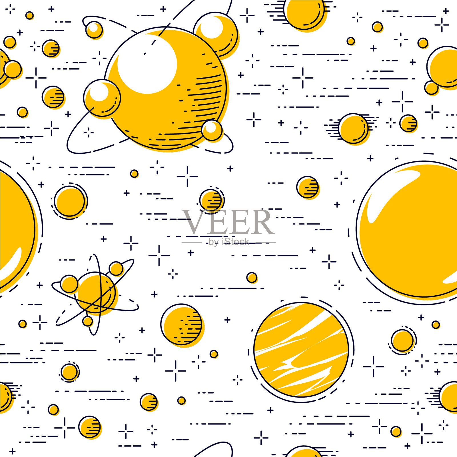 空间无缝背景与行星恒星插画图片素材