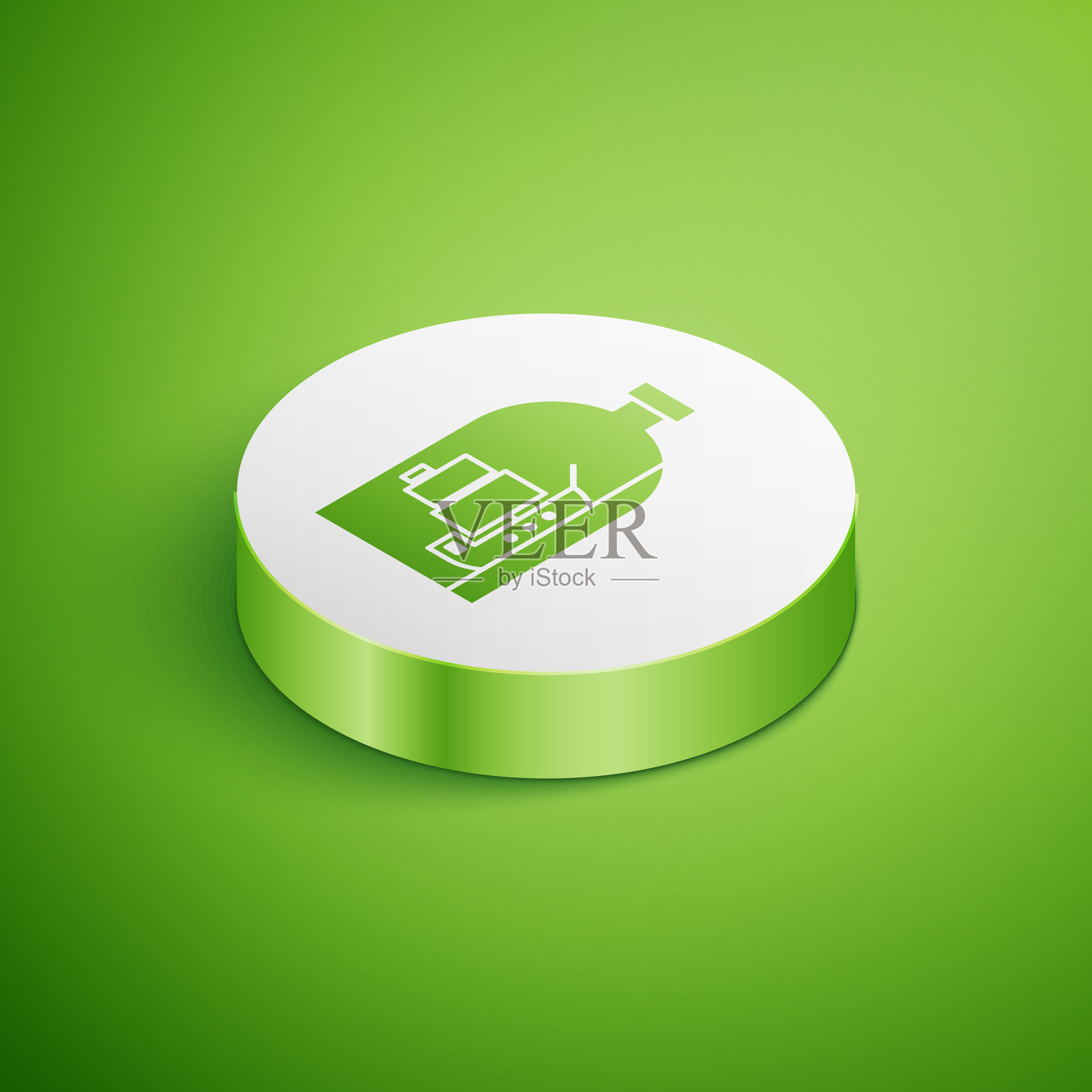 等距玻璃瓶与船内的图标插画图片素材