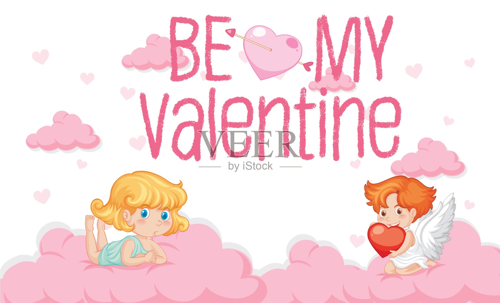 情人节主题，丘比特在天空中飞翔设计模板素材