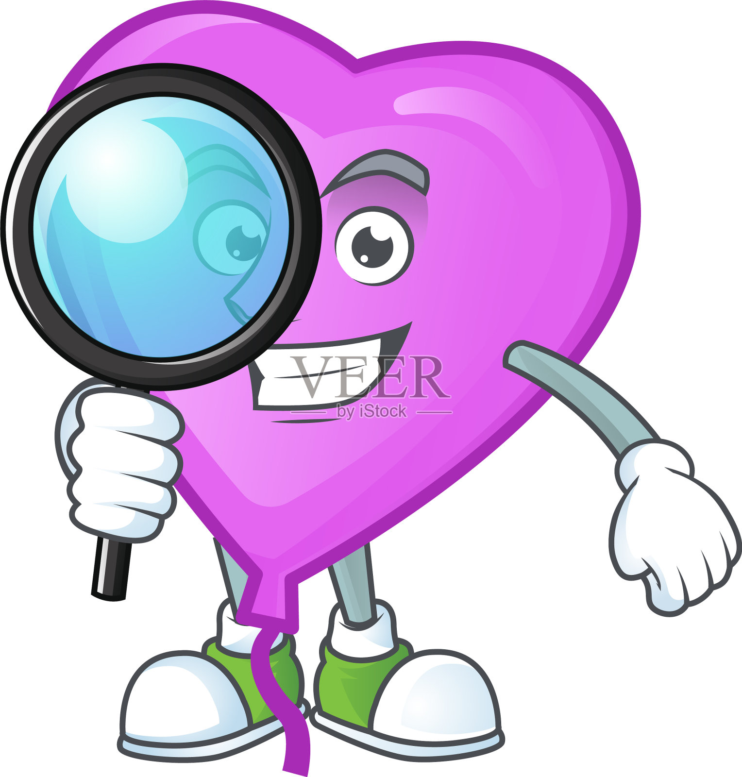 聪明的独眼紫爱气球侦探插画图片素材