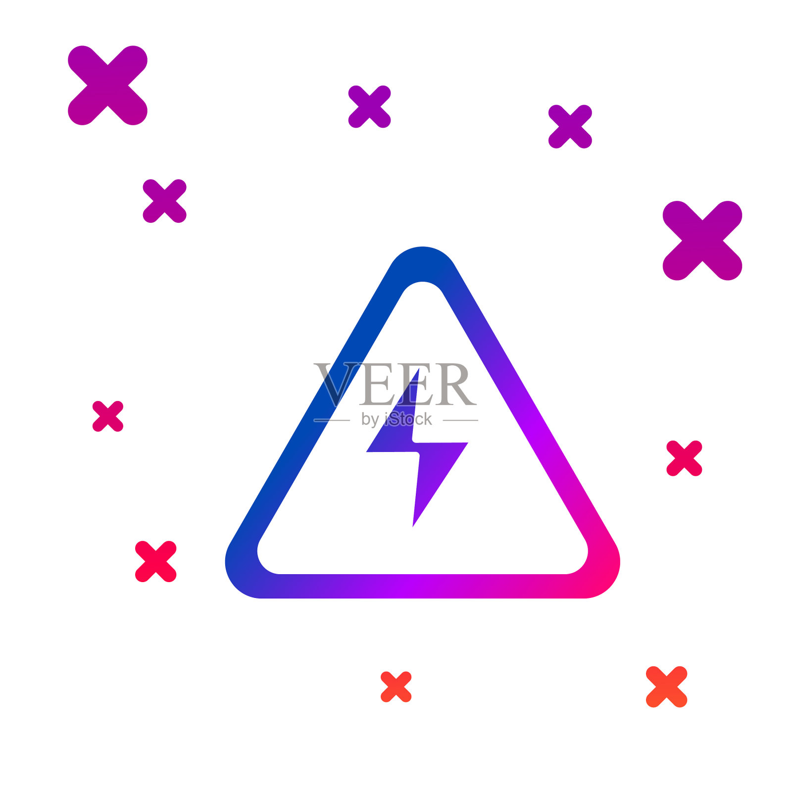 彩色高压标志图标隔离在白色插画图片素材