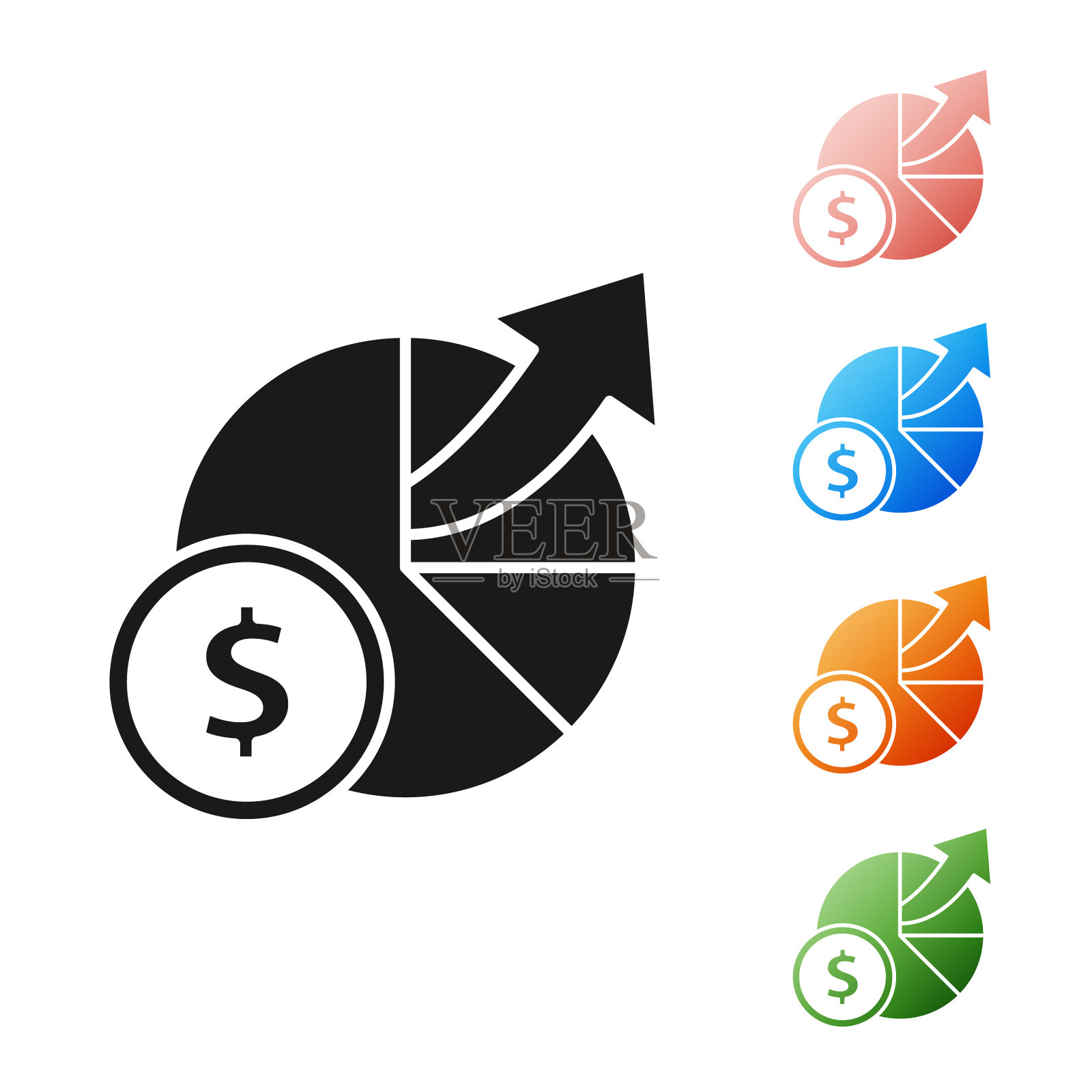 黑钱和图表图图标隔离上图标素材