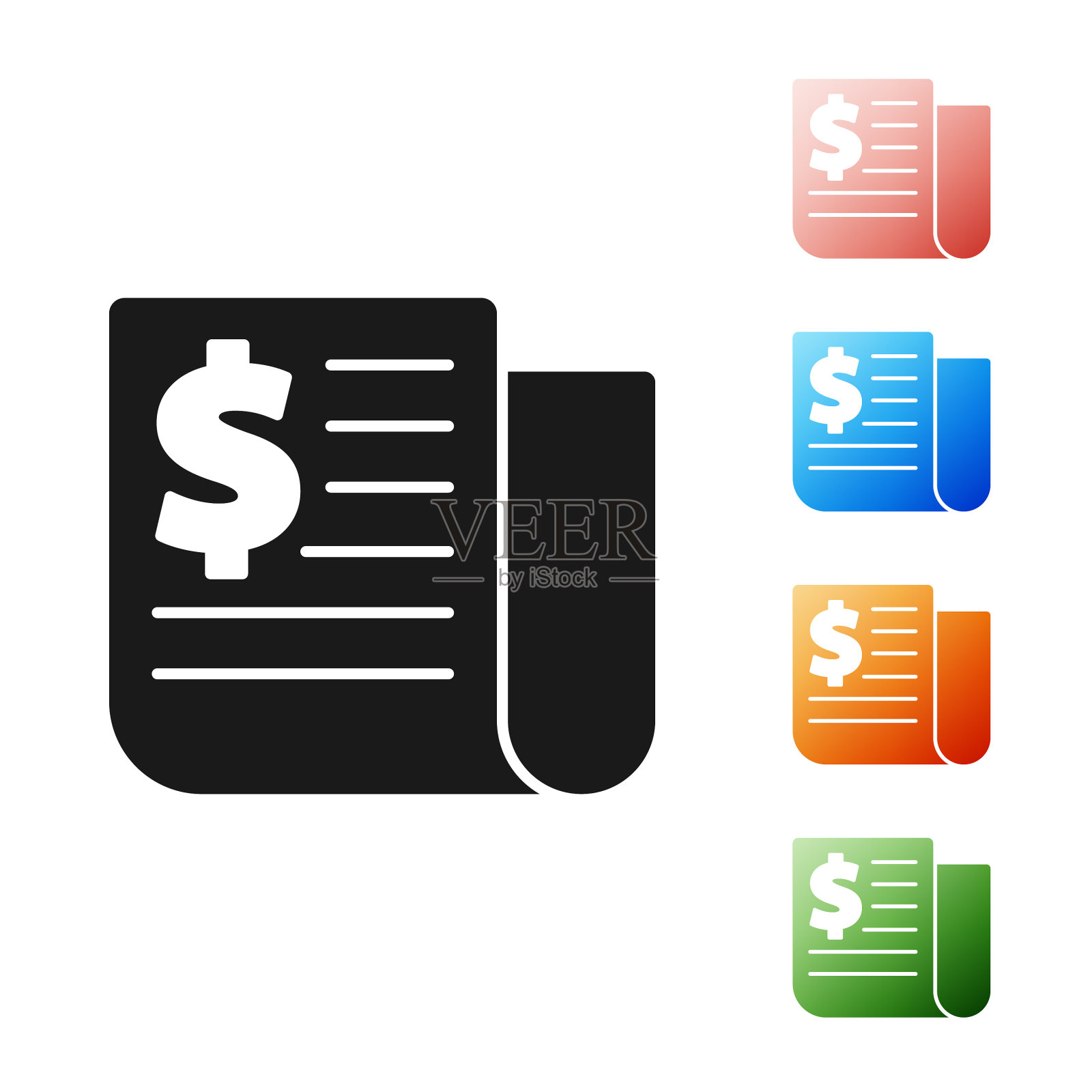 黑人财经新闻图标孤立于白人之上插画图片素材