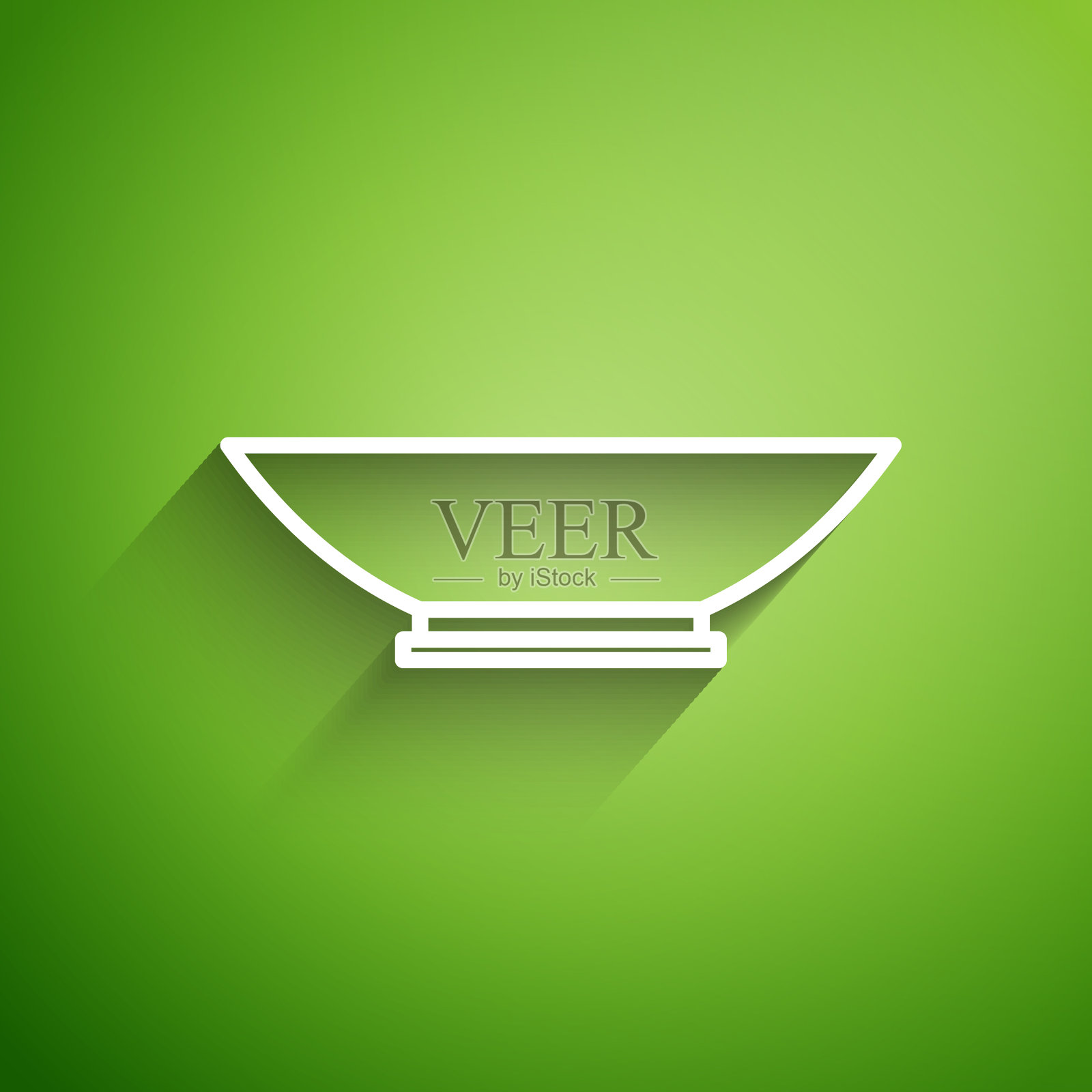 白色线碗图标孤立在绿色背景上插画图片素材