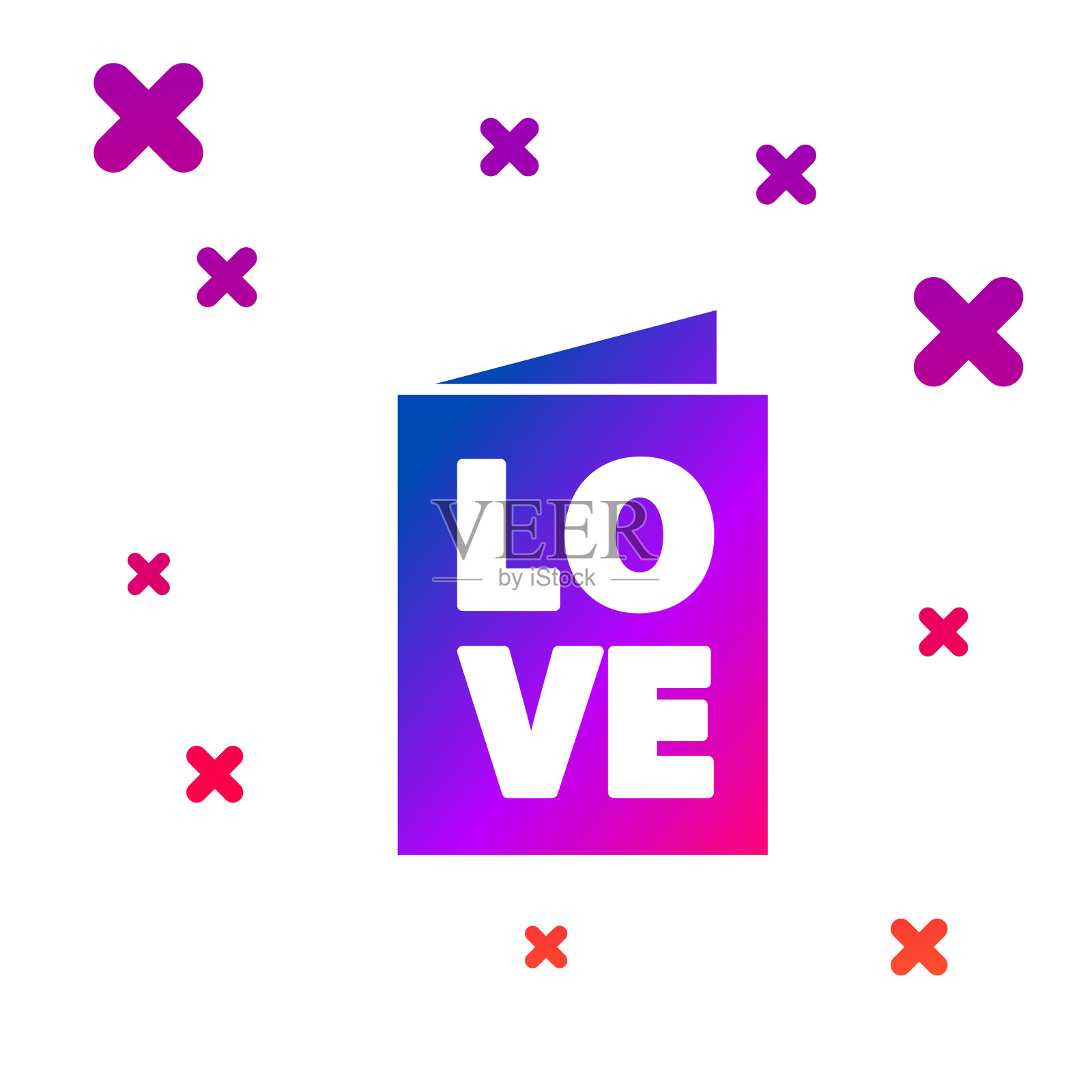 彩色情人节派对传单图标孤立上插画图片素材