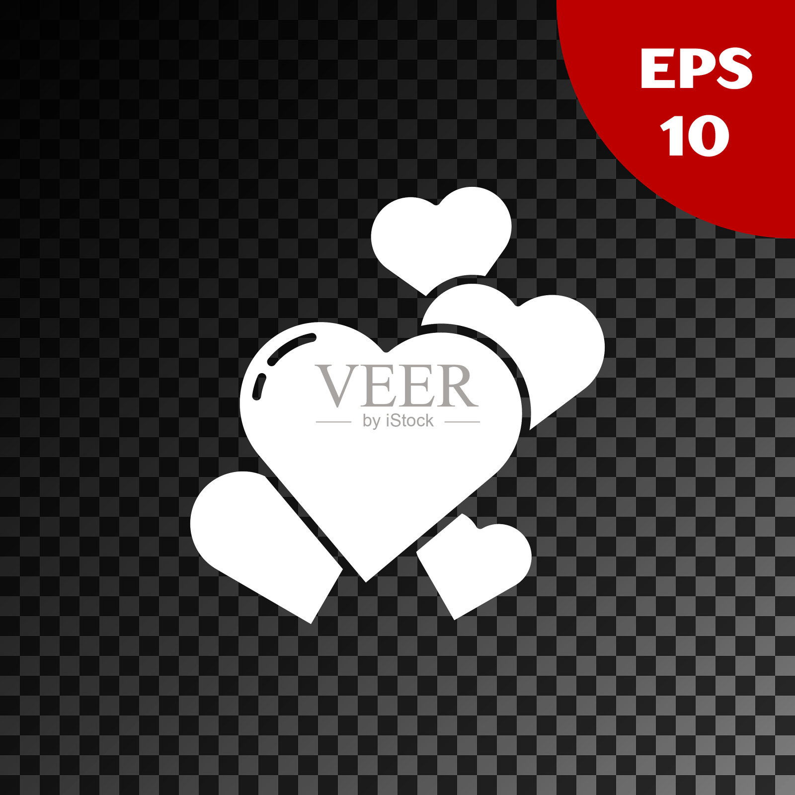 白色的心图标孤立在透明的黑暗插画图片素材