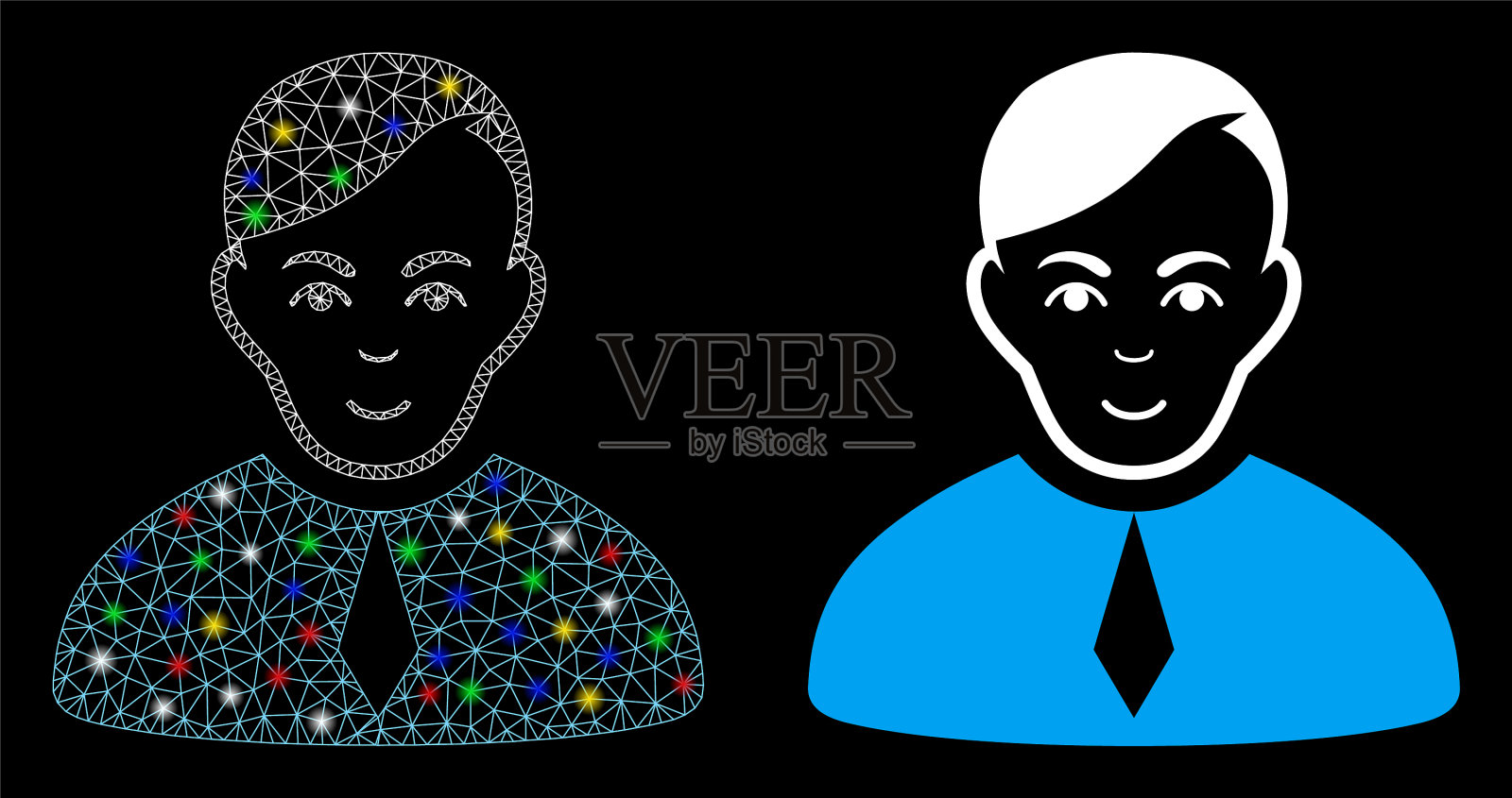 耀斑网线框架涂层图标与耀斑点插画图片素材