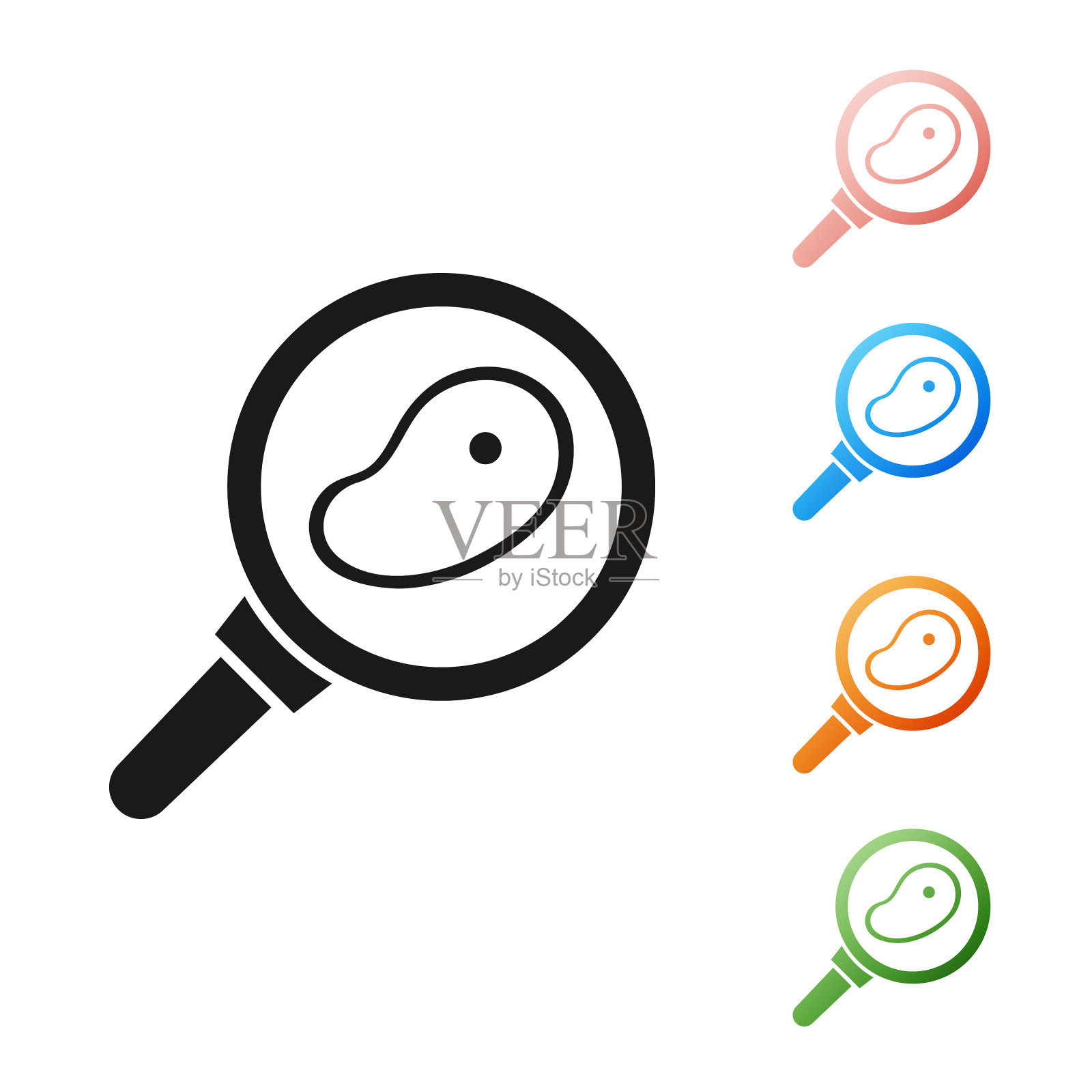 黑牛排肉在煎锅图标孤立上图标素材