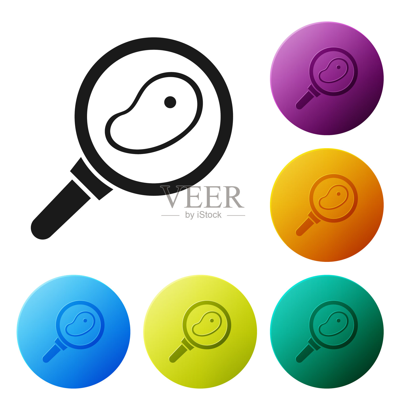 黑牛排肉在煎锅图标孤立上图标素材