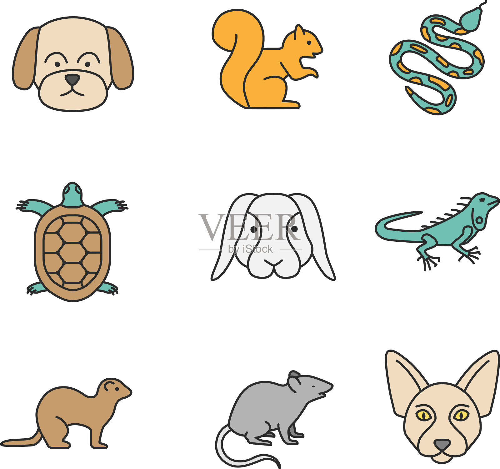 宠物颜色图标集图标素材