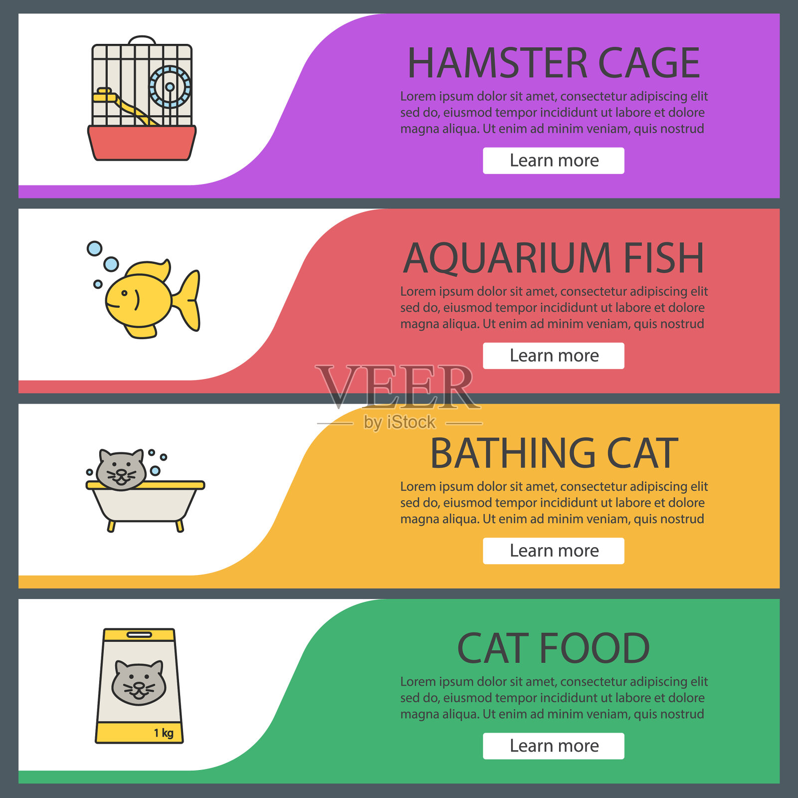 宠物提供网页横幅模板集图标素材