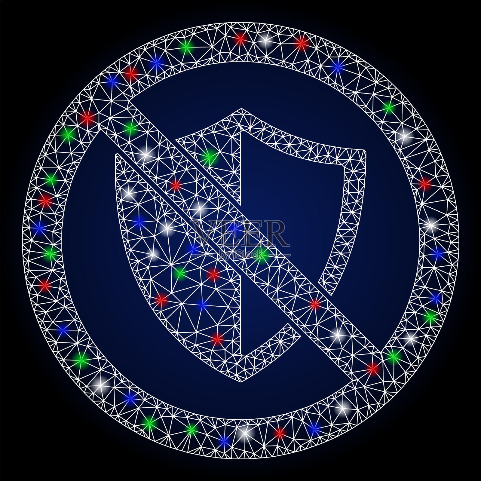 发光网线框架没有屏蔽与火炬点插画图片素材