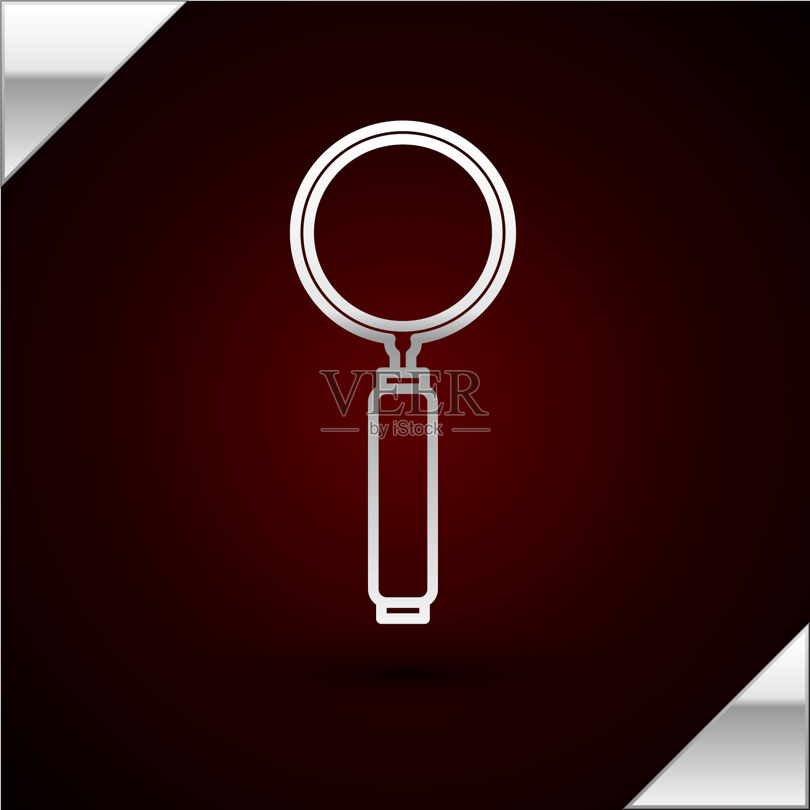 银线放大镜图标孤立在黑暗插画图片素材