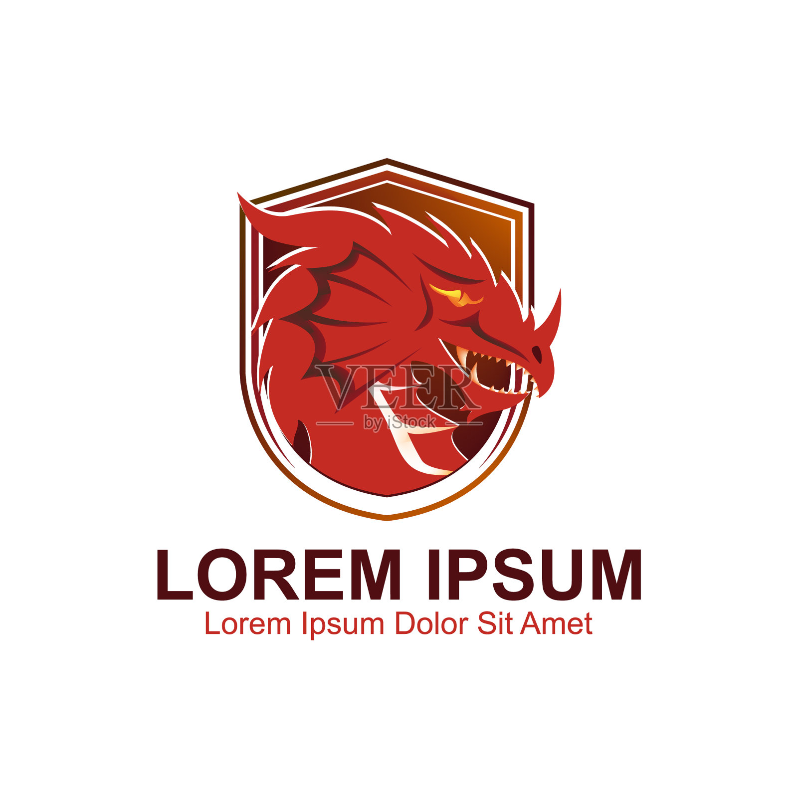 红龙盾会徽标志模板插画图片素材