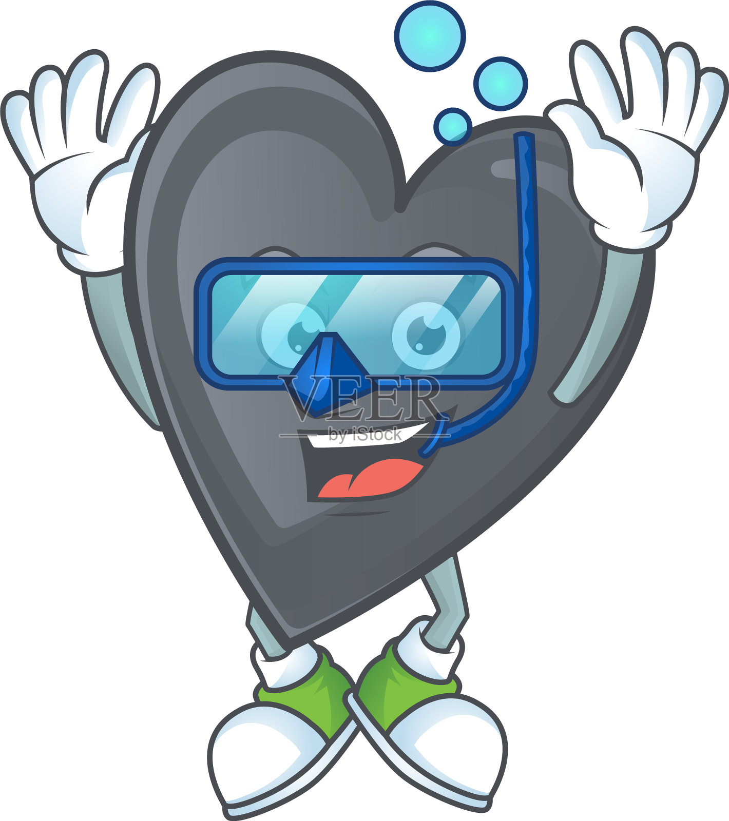 有趣的黑色爱吉祥物设计与潜水眼镜设计元素图片