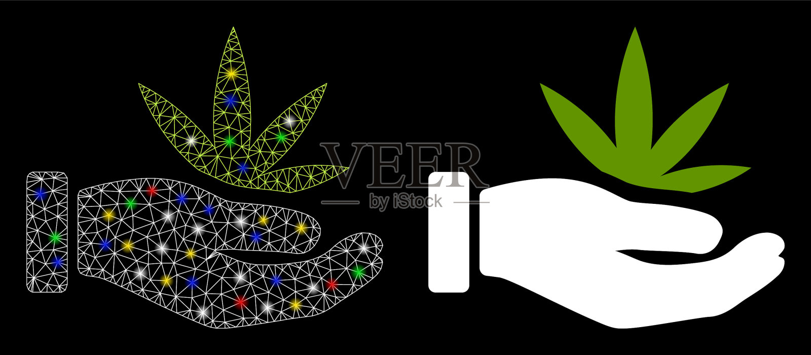 闪光网丝网框架大麻提供手的图标插画图片素材