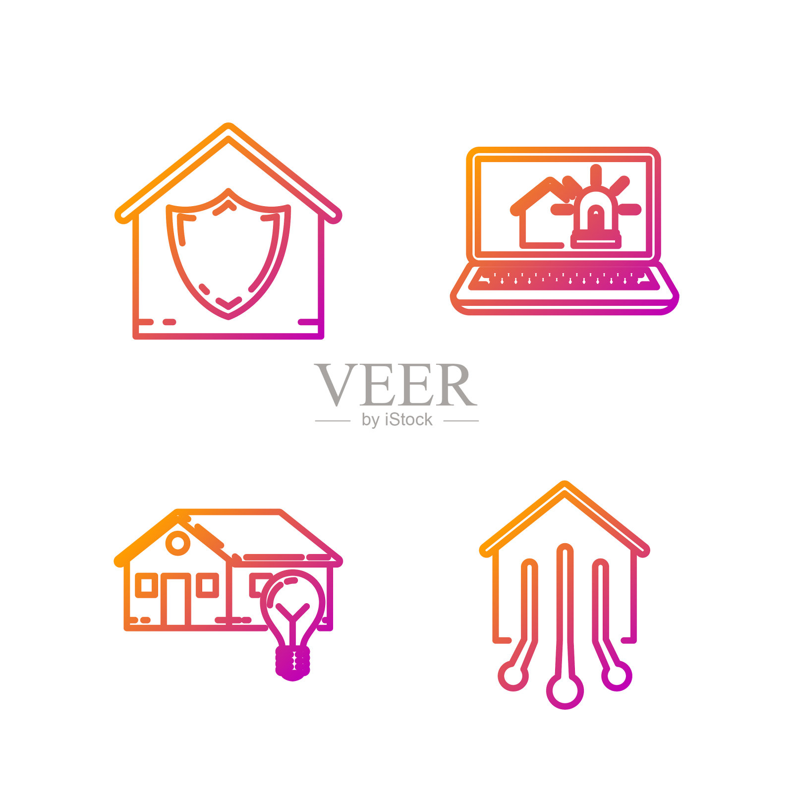 设线智能家居、智能家居、电灯泡图标素材