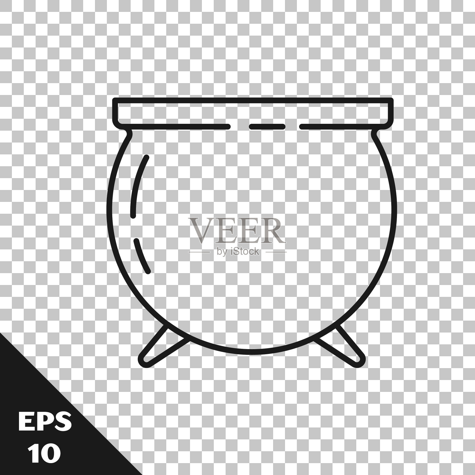 黑线女巫坩埚图标隔离上插画图片素材