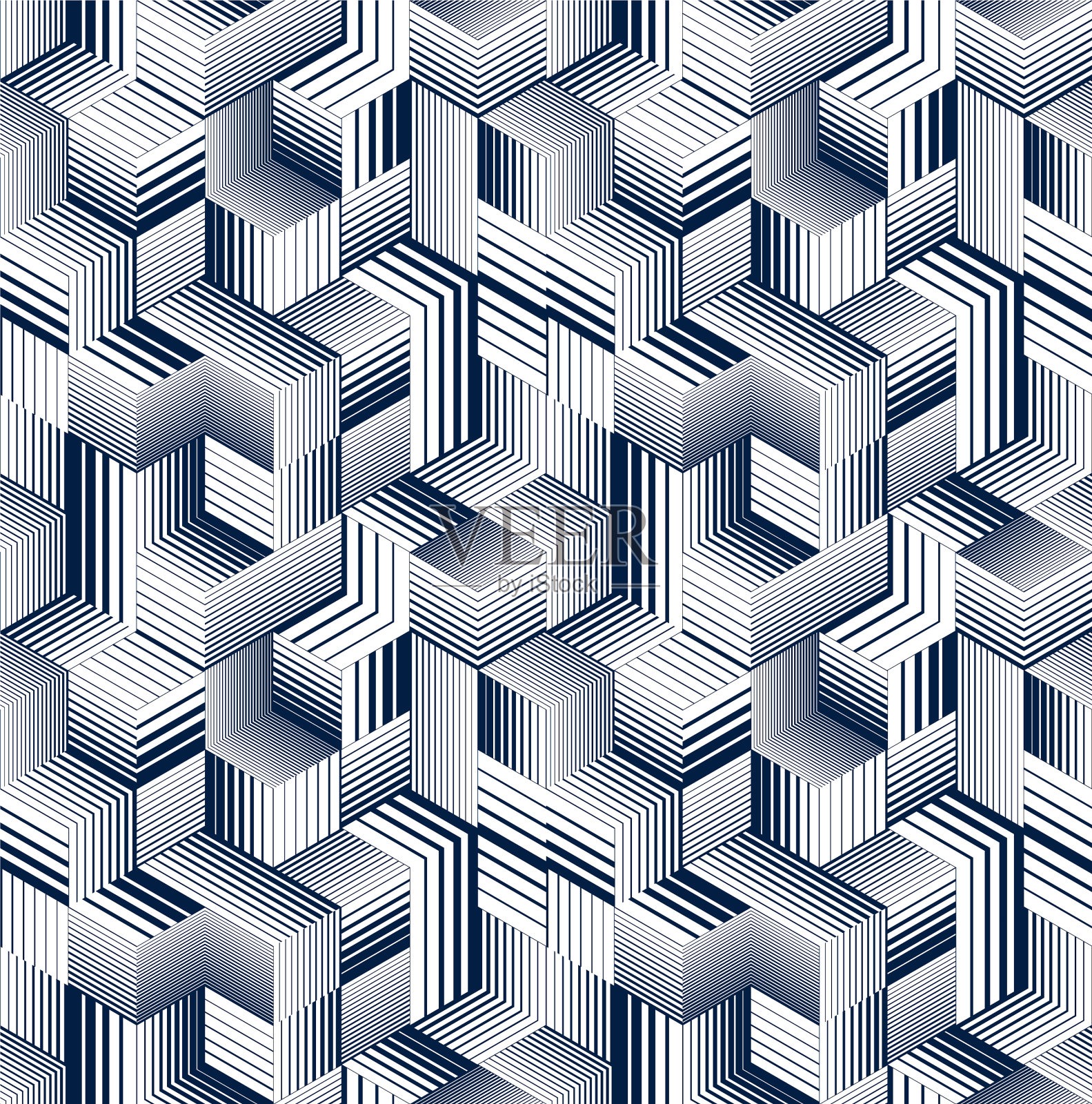 三维立方体无缝图案背景线插画图片素材