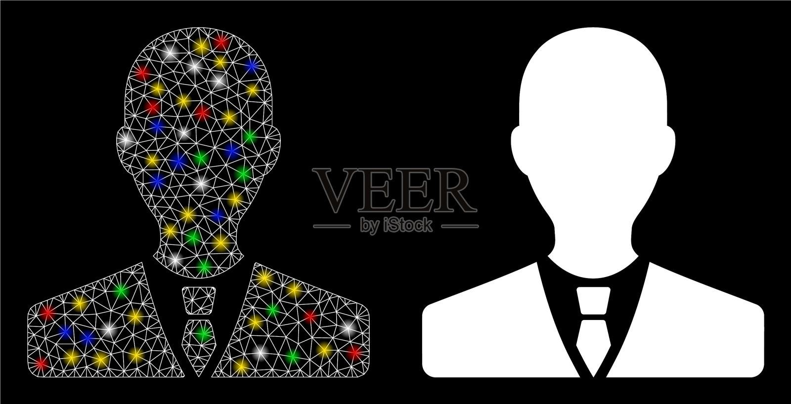 明亮的网格网络管理器图标与亮点插画图片素材