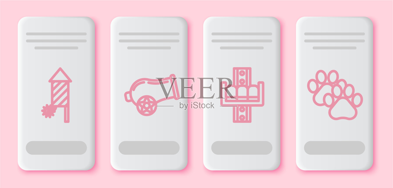 设线烟火火箭炮吸引插画图片素材