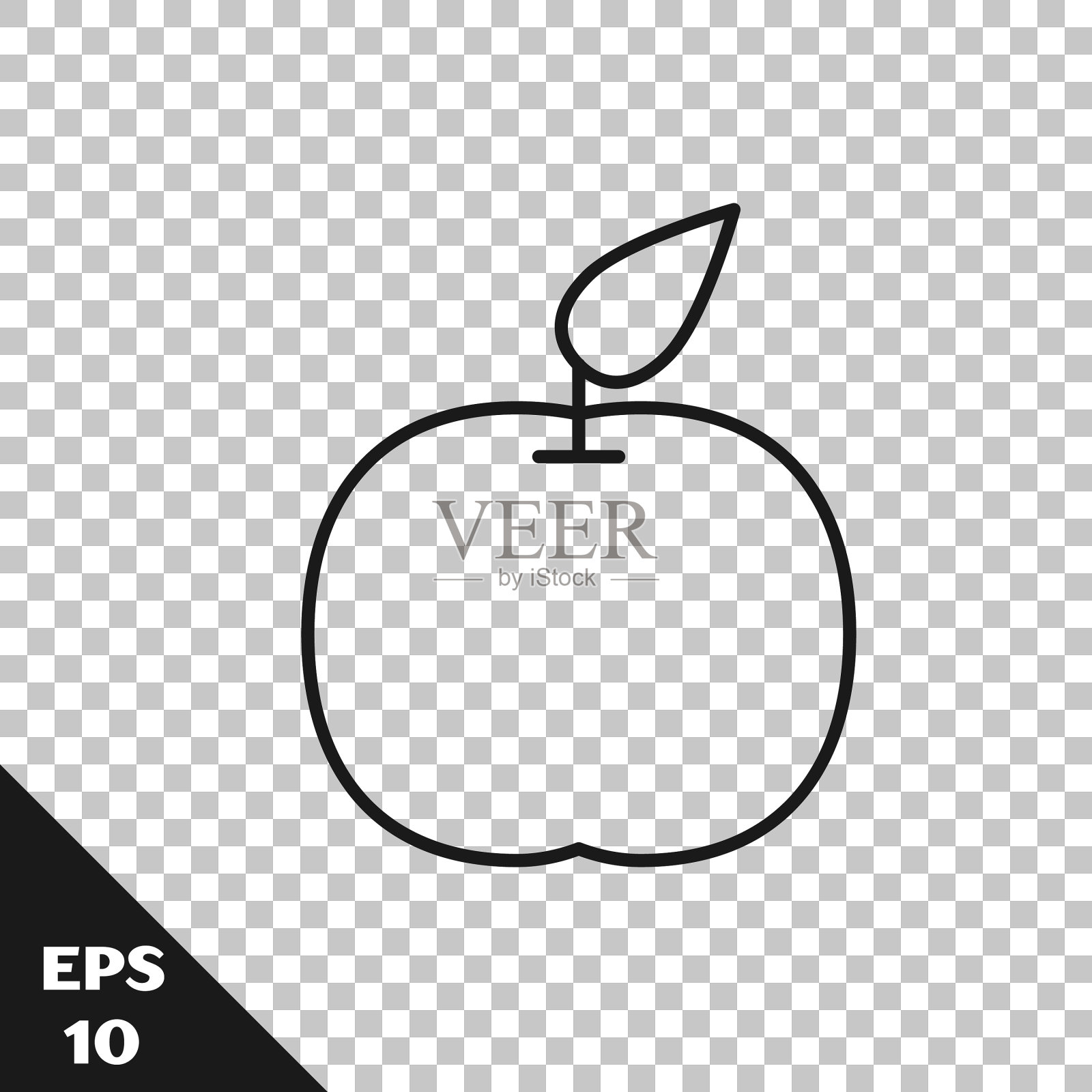 黑线苹果图标隔离上透明插画图片素材