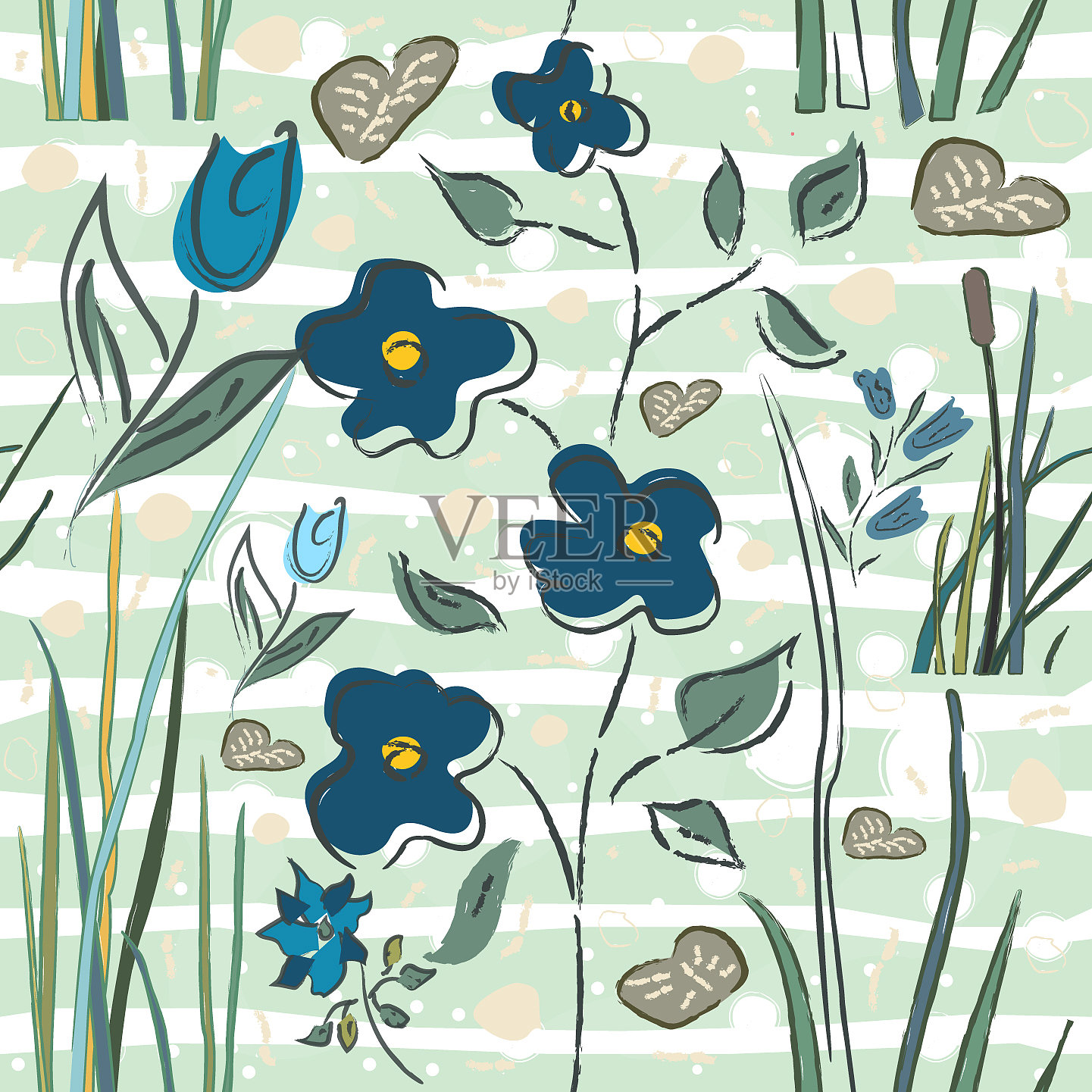 花卉无缝图案手绘插画图片素材