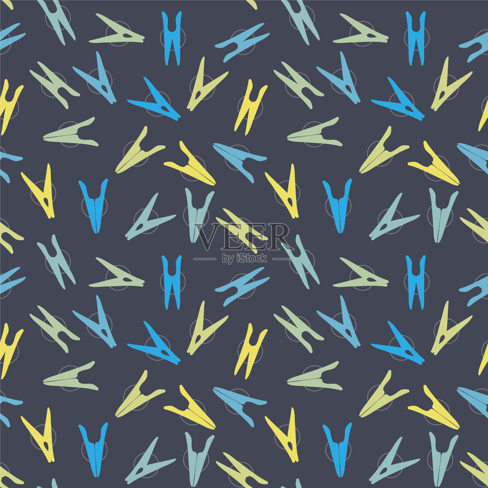 图案与彩色衣服别针插画图片素材