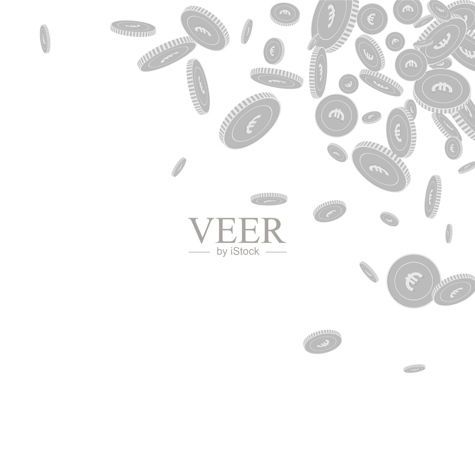 欧盟的欧元硬币散落黑色插画图片素材