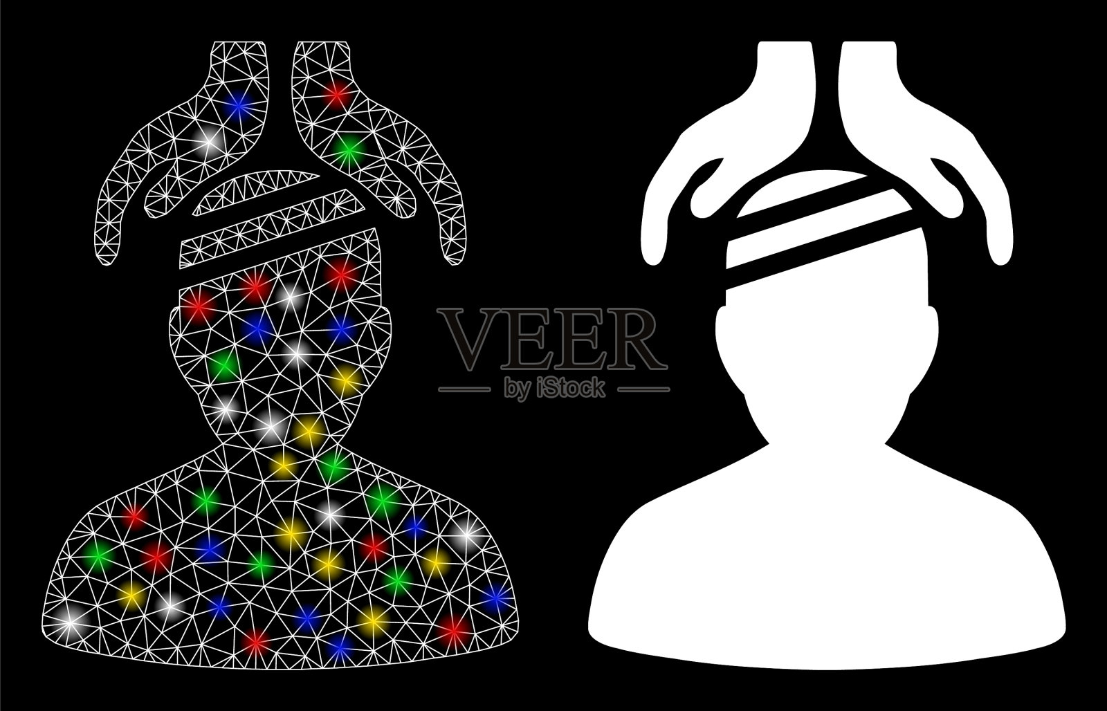 耀斑网2d精神病学患者治疗手图标插画图片素材