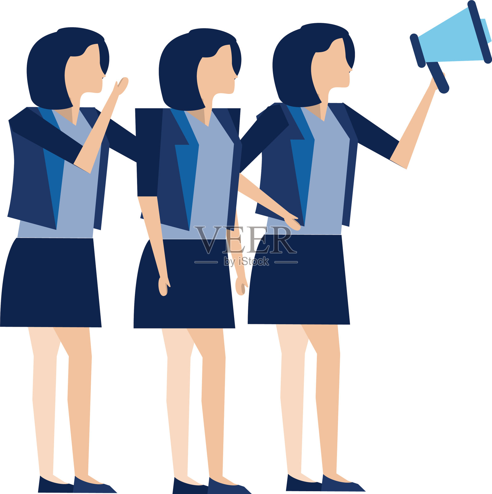 优雅的女商人拿着扩音器插画图片素材