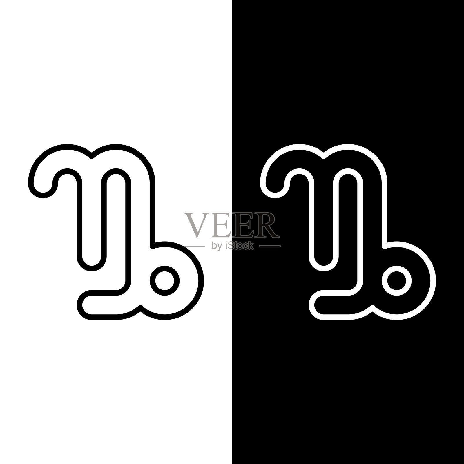 设定线摩羯座星座孤立的图标图标素材