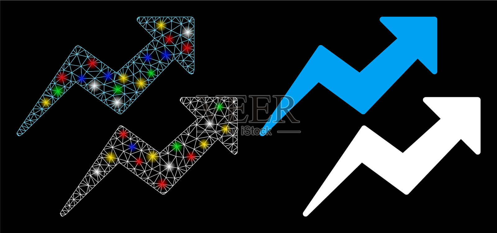 耀斑网网趋势箭头图标与耀斑图标素材