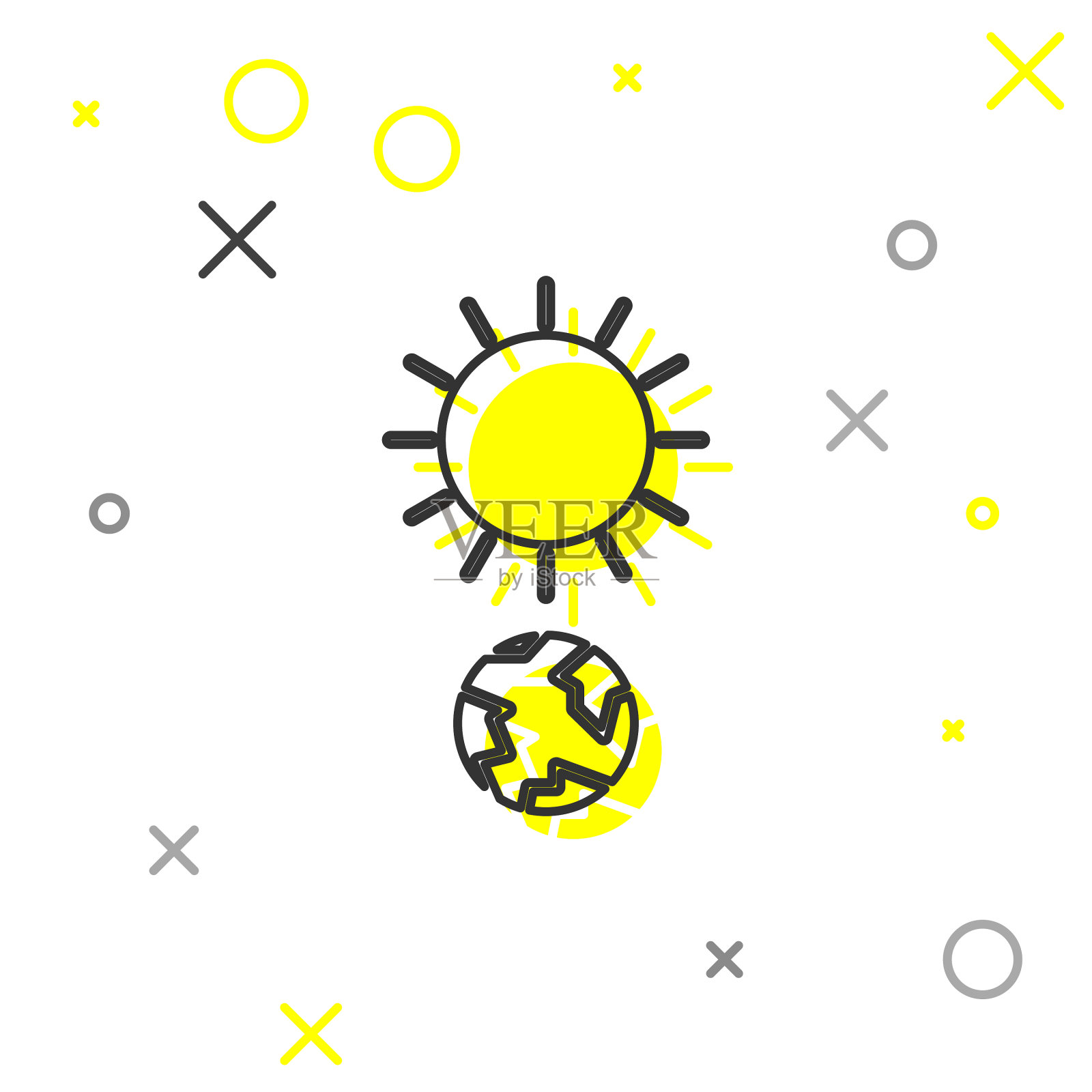 灰色线至日图标孤立在白色插画图片素材