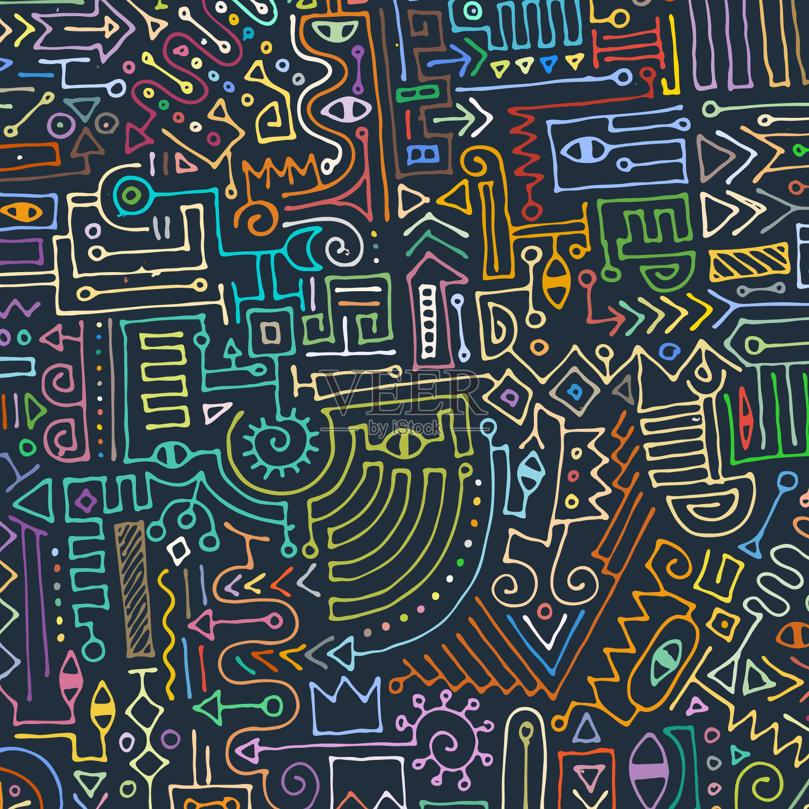 几何数字线和点涂鸦网络插画图片素材