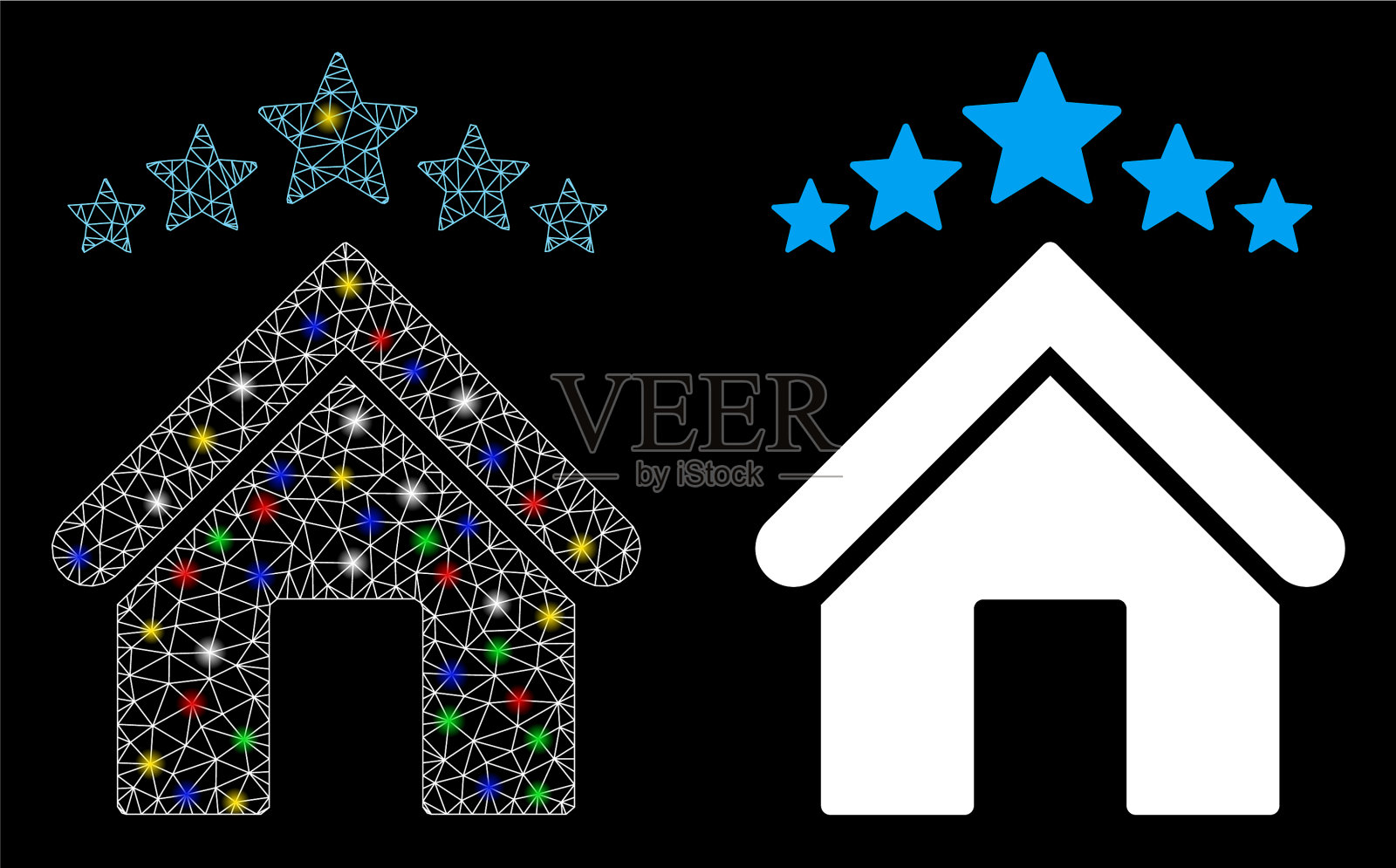 耀斑网格2d公寓星星图标耀斑插画图片素材