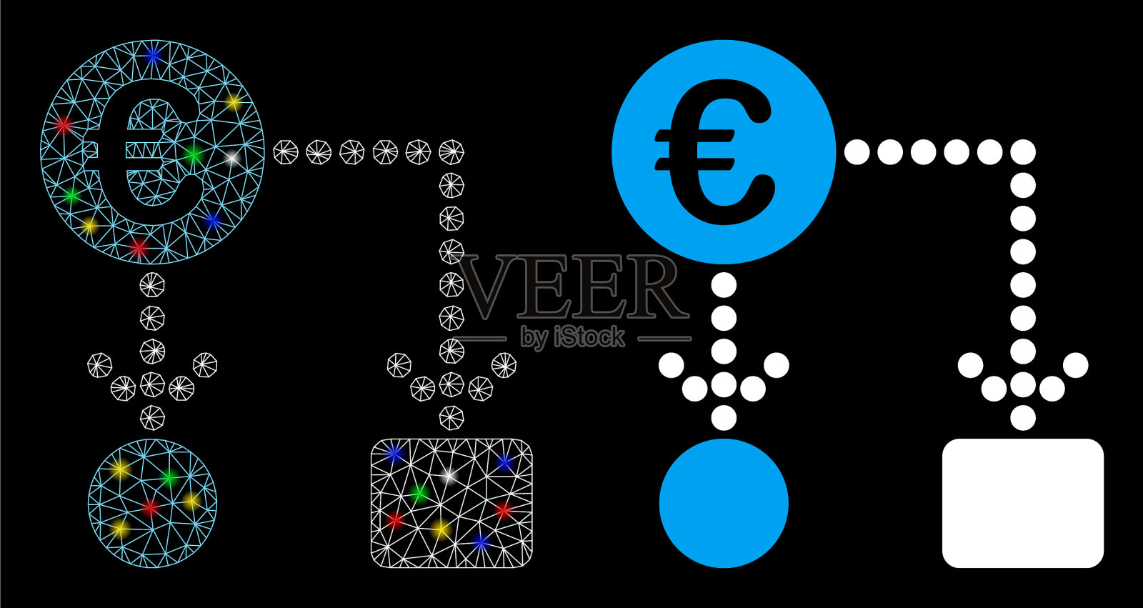 耀斑网格2d欧元流程图图标耀斑插画图片素材