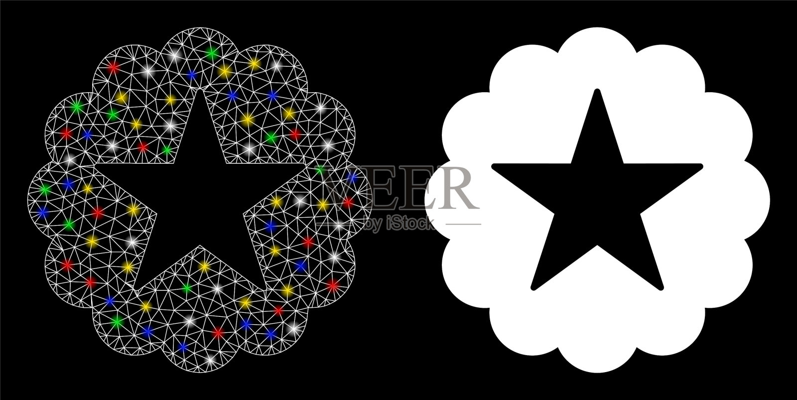 光滑网眼的胴体明星质量贴纸图标插画图片素材