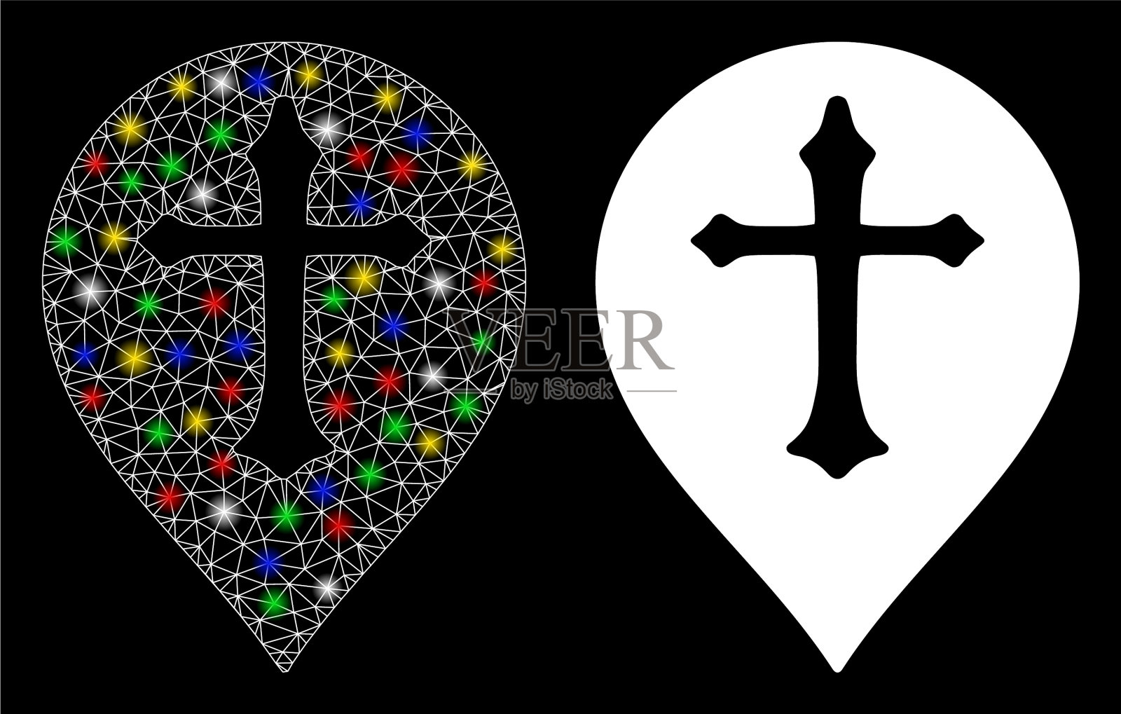 光滑的网格网Christian十字标记图标插画图片素材