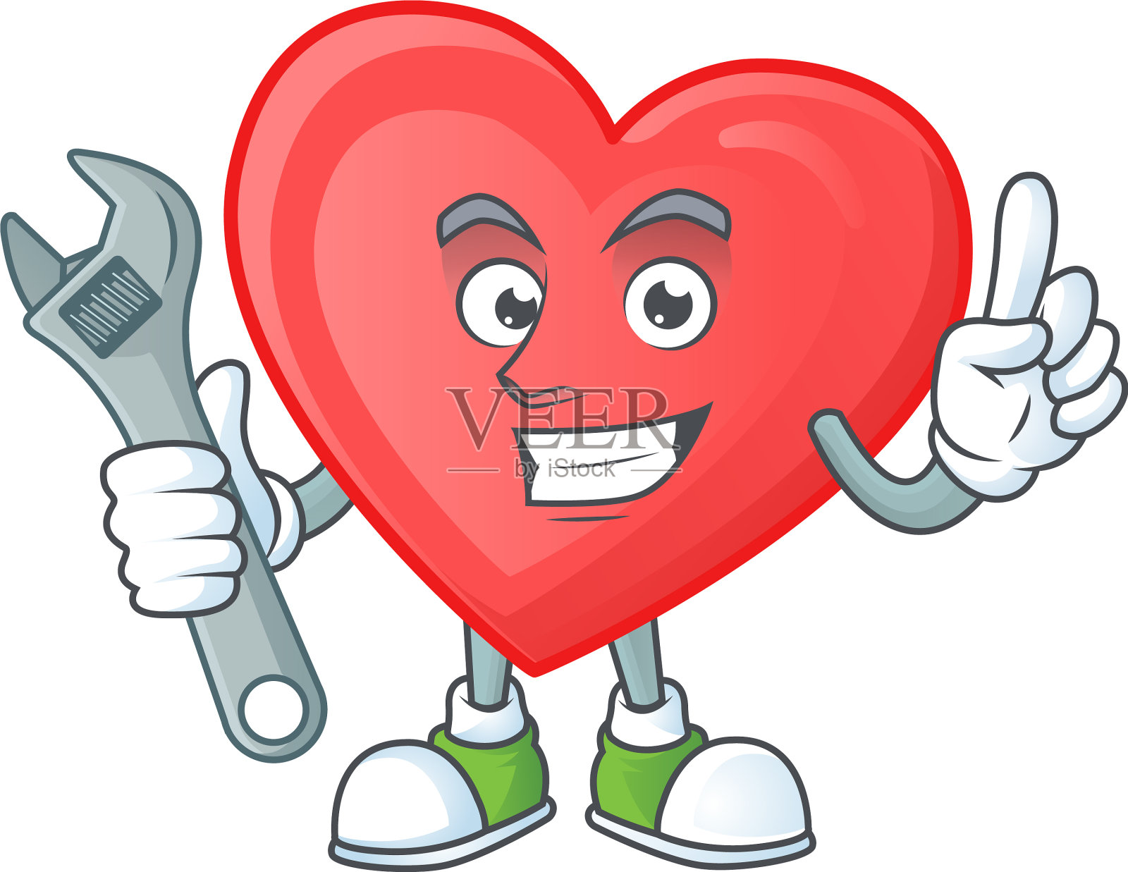 聪明专业的机修工红爱卡通插画图片素材